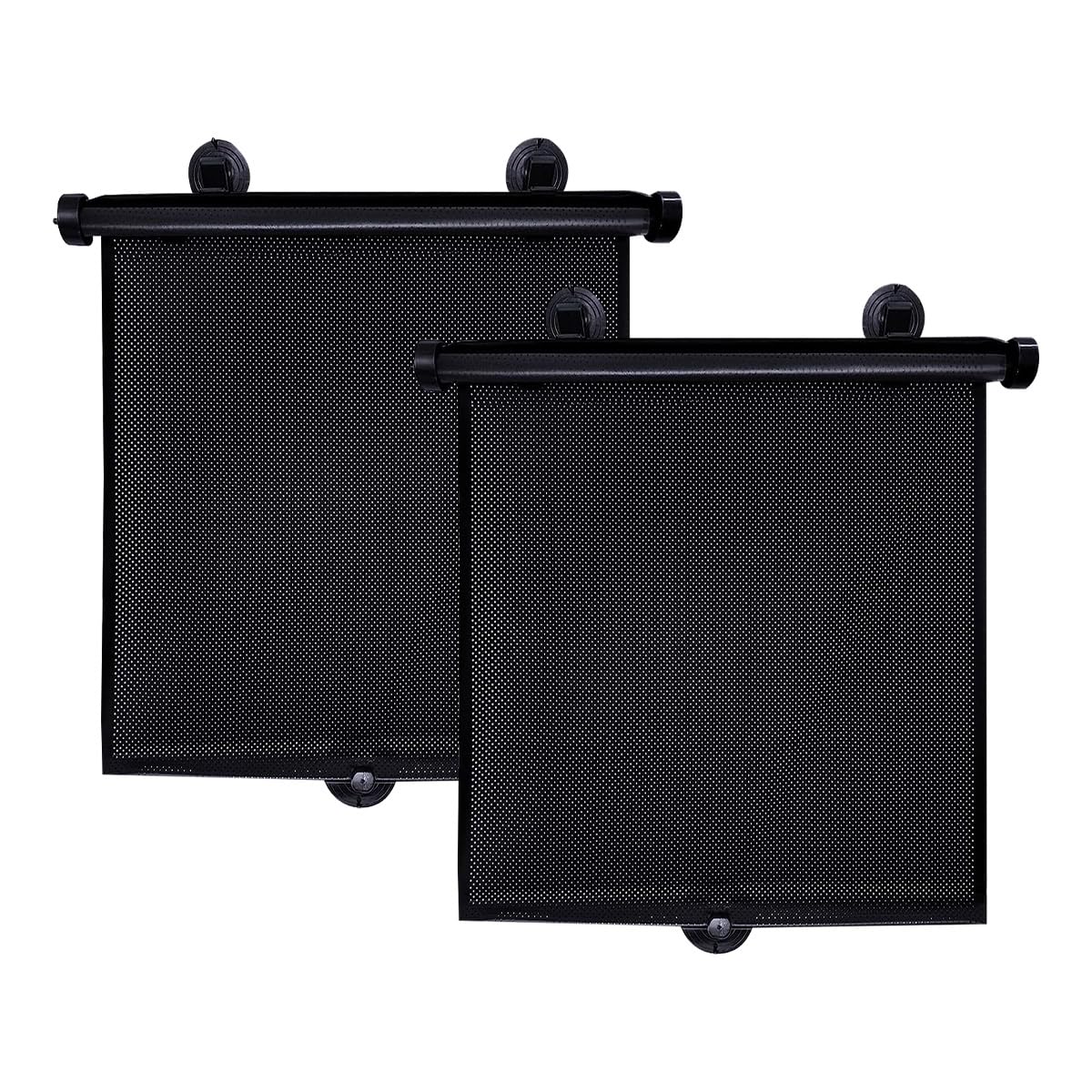 2 PCS Car Side Window Sun Shade, 19.7"×19.7" Retractable Roller Auto Sunshade Blocks Sun Glare & UV Rays, Vehicle Mesh Window Shades for Baby, Universal Car Accessories (Black)