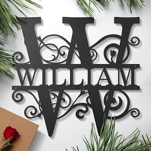 Letreros de metal personalizados con nombre de familia, letreros de apellido, decoración del hogar arte de pared de metal al aire libre, estilo de