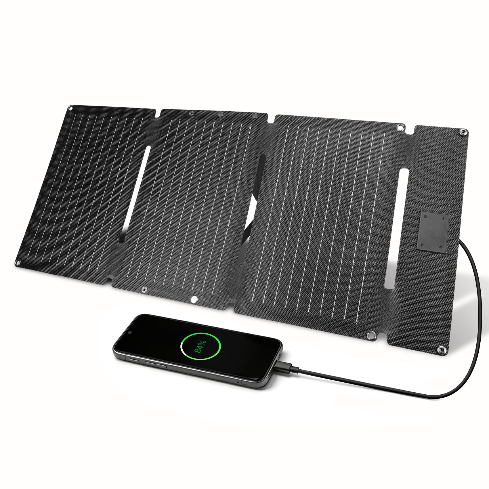 Chargeur Solaire 30W Portable avec Ports USB-C et USB-A, Panneau Solaire Pliable Étanche IP65, Compatible avec Smartphones, Batteries Externes et Appareils Photo