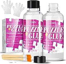 Pegamento para Rompecabezas con Cabeza de Esponja, Kit de Montaje para Puzzle con 2 Pinceles, No Tóxico, Secado Rápido, Duradero, Sellador Transparente para Rompecabezas hasta 5000 Piezas
