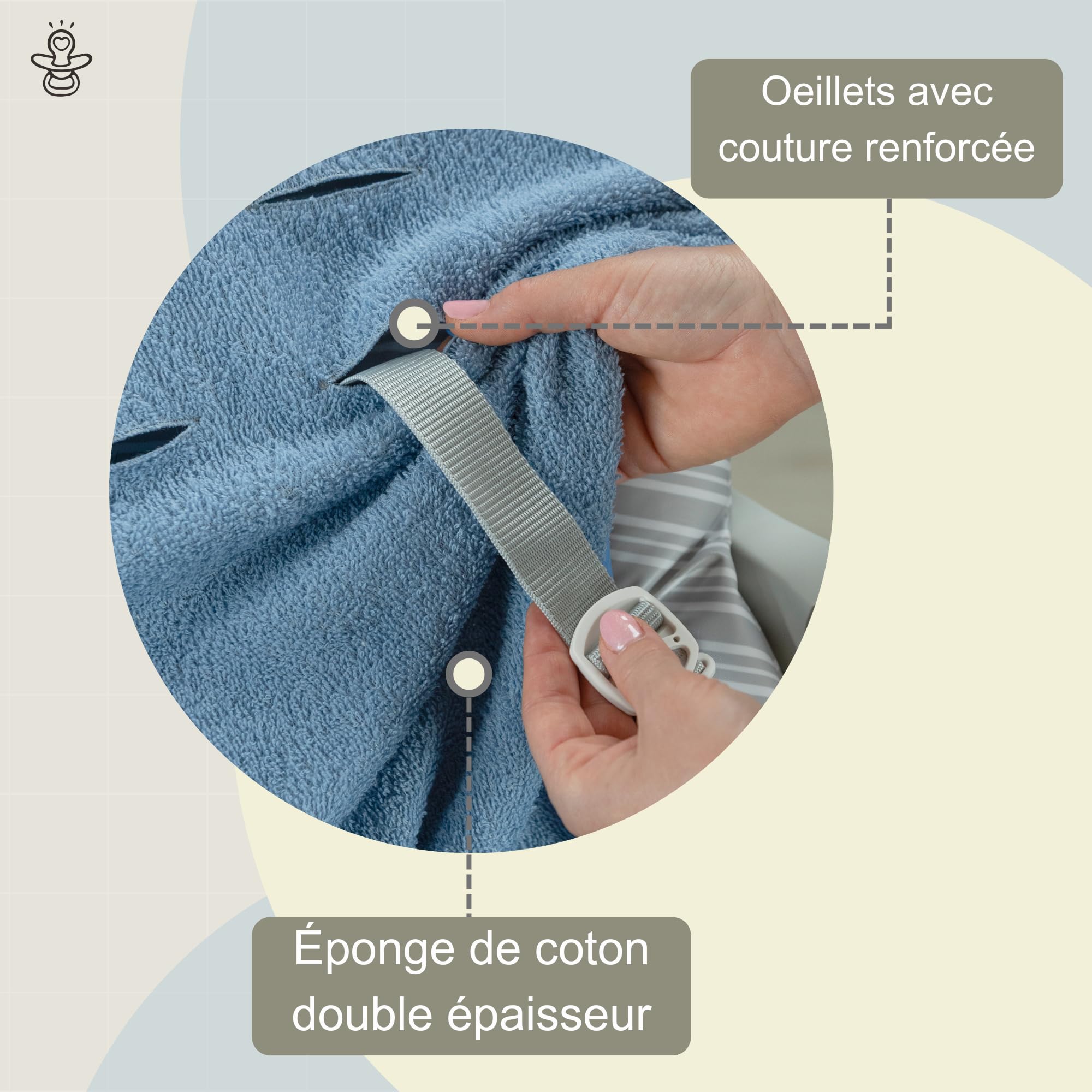 Babysanity Housse de Chaise Haute Universelle en Mousse de Coton Douce Apporte à Votre Chaise Haute une Sensation de Sécheresse et de Fraîcheur 100% Fabriqué en Italie (Gris)