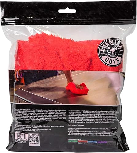 Miniatura 3 de Chemical Guys Happy Ending - Toalla de microfibra sin bordes, ultra felpa, color rojo