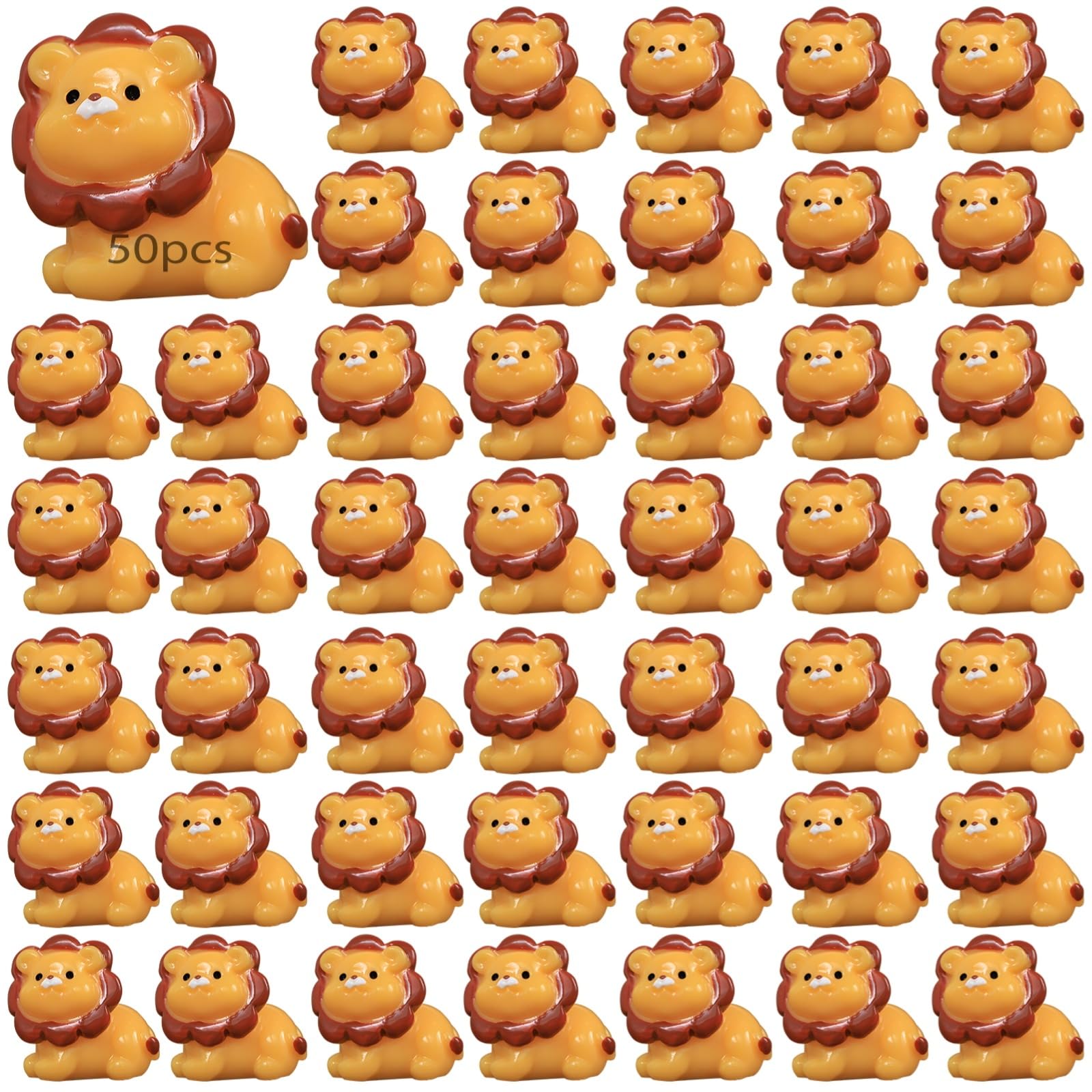 Mini animaux en résine : lot de 50 petits lions pour décoration de table