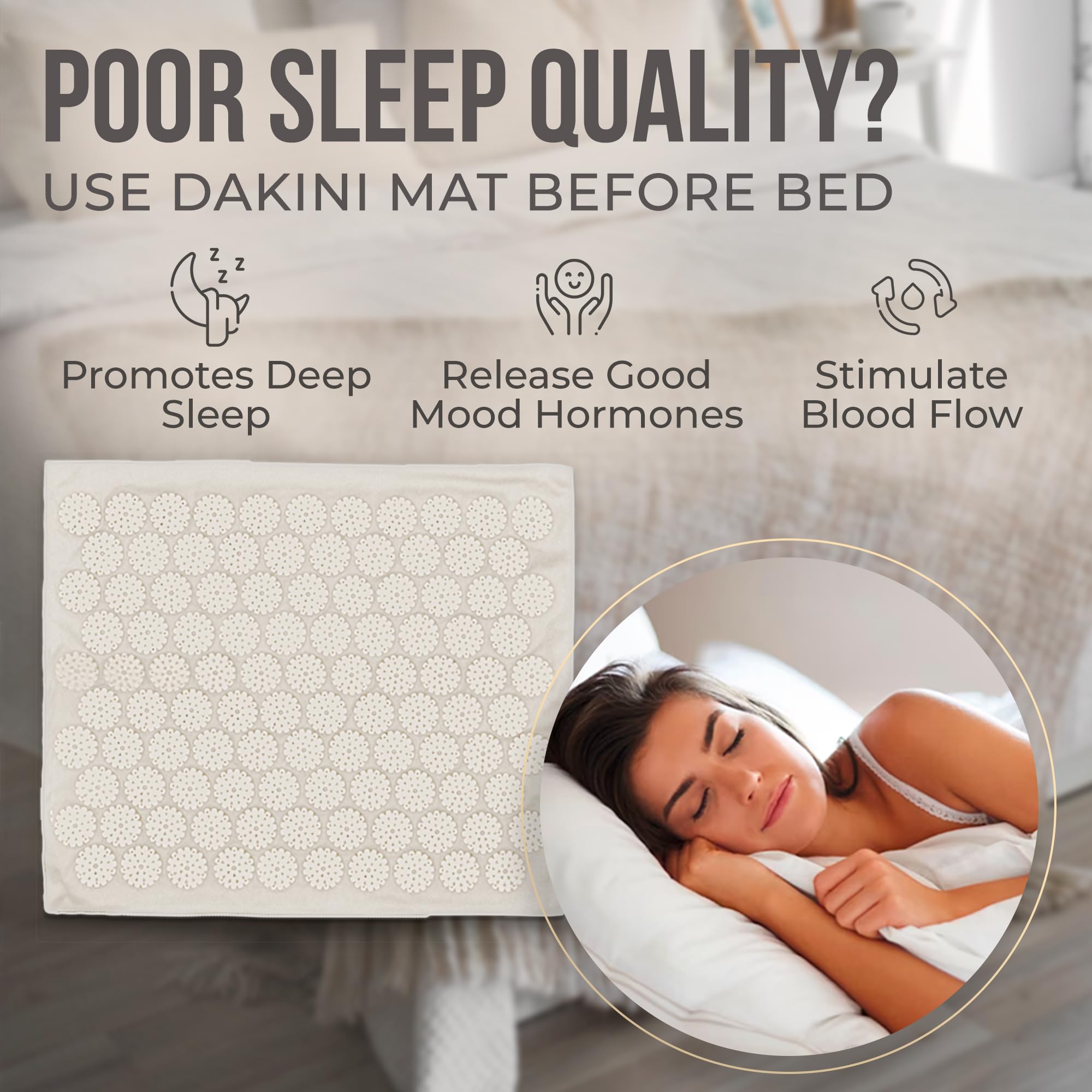 Dakini Juego de alfombrilla de acupresión y almohada con mini alfombrilla de masaje de acupresión extra – Alfombrilla de acupuntura de cuerpo completo – Alfombrilla de accupoint para dolor de espalda