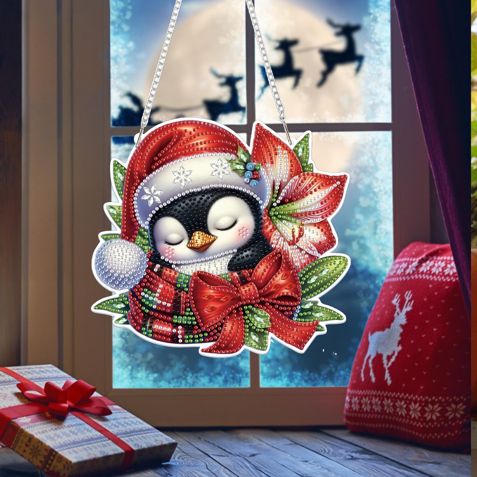 Lxmsja Christmas Diamond Art Hanging Ornaments for Adults Kids Christmas Diamond Painting Penguin Kits - Image 2