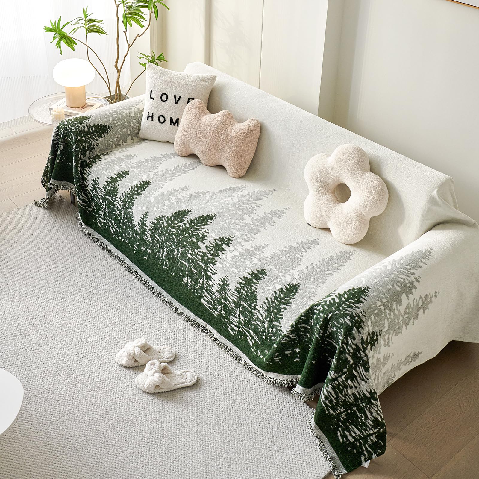 Housse de canape lavable anti tache vert grand jete de lit