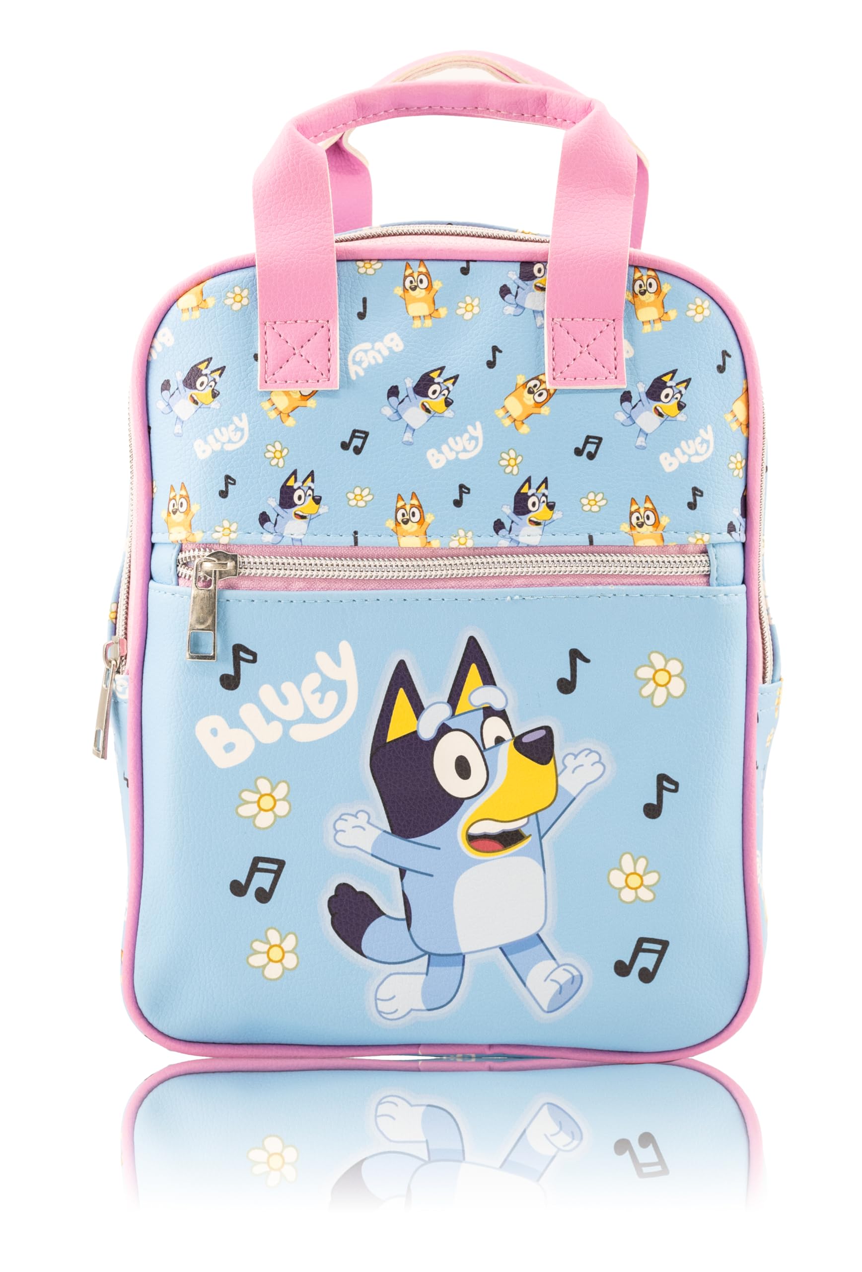 Fast Forward Bluey Mini Backpack for Kids & Adults | 10" PU Leather Bluey Backpack Purse Featuring Bluey | Toddler Travel Bag, Small Backpack Bookbag