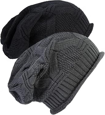 Senker Fashion 2 Pack Winter Beanie Hats for Women, Womens Slouchy Beanies