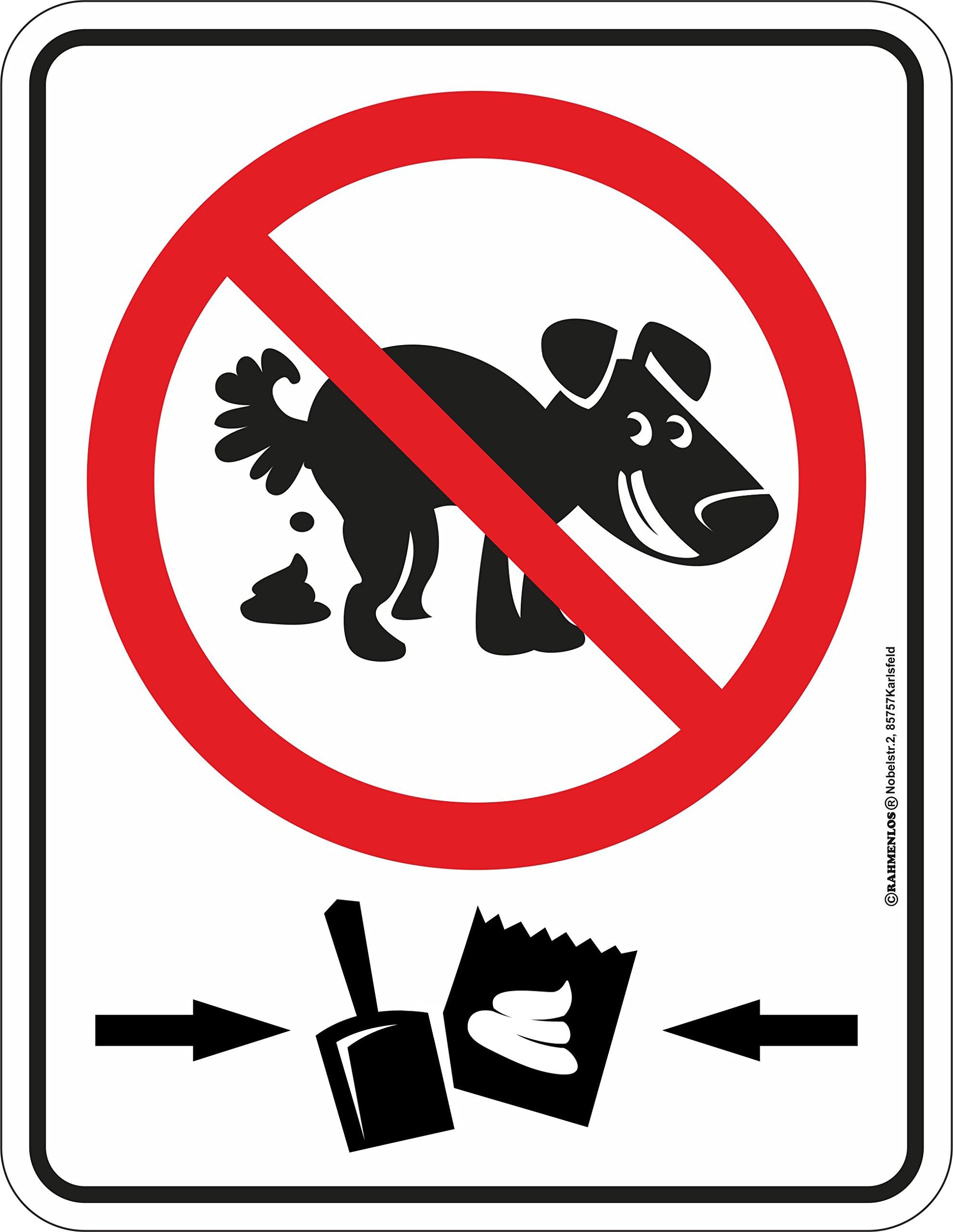 Rahmenlos® metal sign No dog pooping allowed.