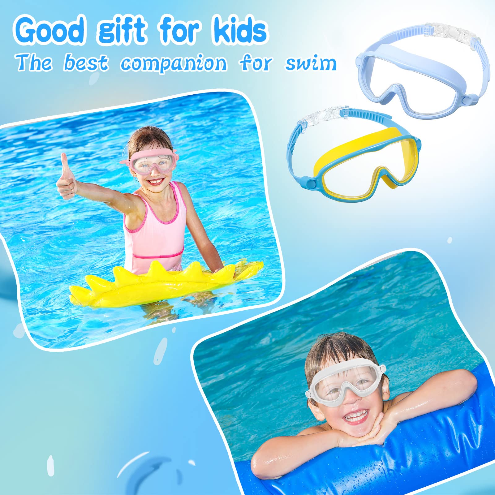 6 Pack Kids Swim Goggles Wide View Swimming Goggles No Leaking Anti Fog Waterproof Swim Glasses for Age 3-14 (Fresh Colors)