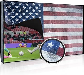 Leather Outdoor – Vinyl Fabric, Marine Faux Leather Waterproof & Weatherproof TV Cover with Roll Up Front, Zipper Closure & Remote Control Pocket, American Flag (US Flag-Premium Leather, TV 60-64")