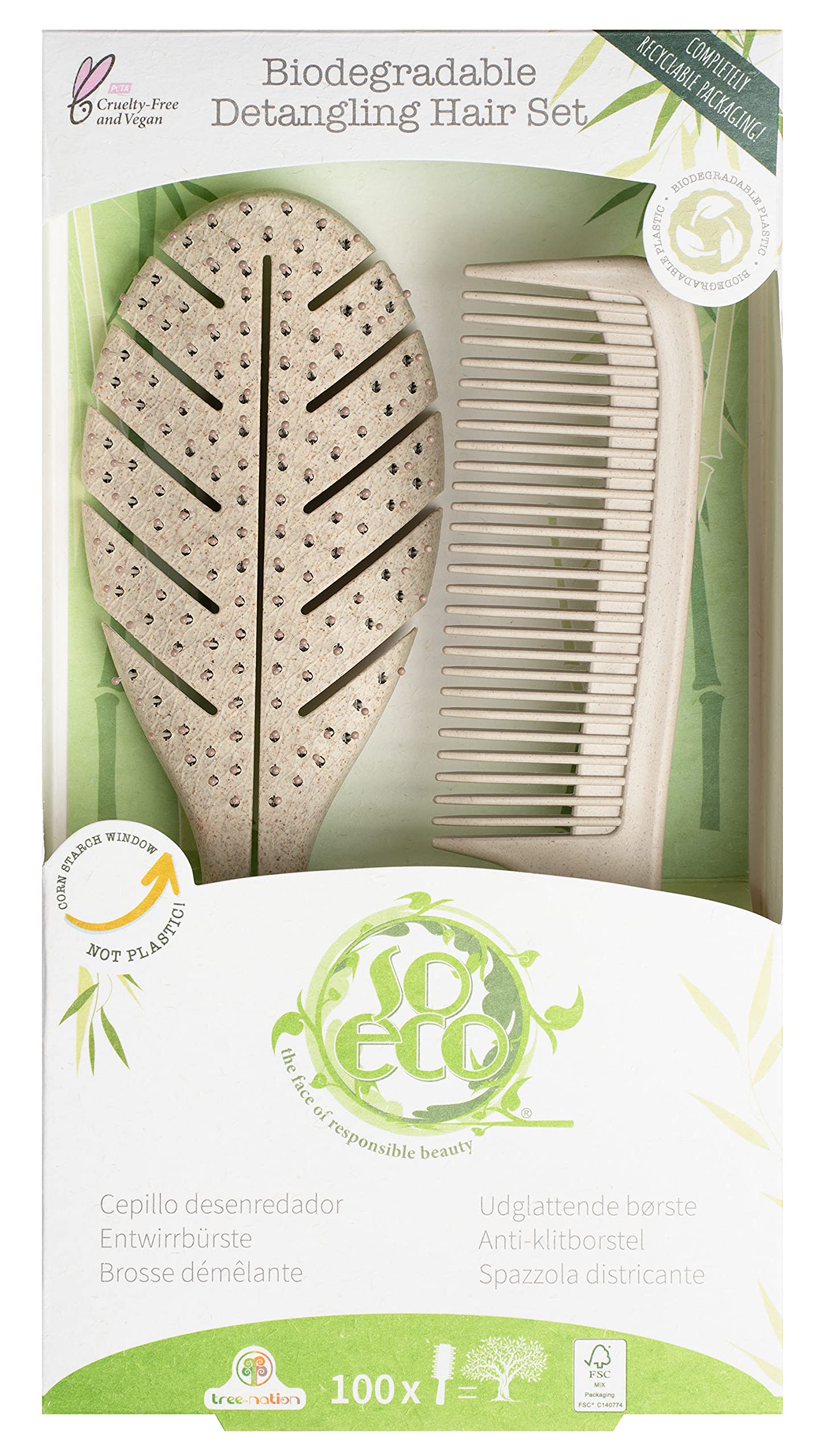 So Eco Blow Dry Hair Set – Biodegradable Vented Hair Brush & Comb for Smooth, Frizz-Free Blow Dry, Vegan & Cruelty-Free Hair Tools