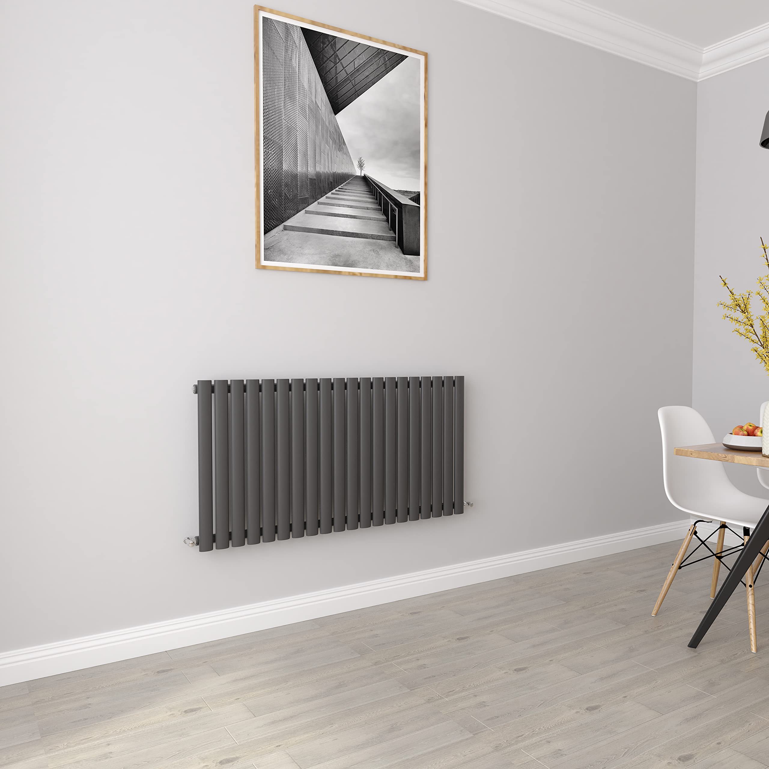 Biubiubath Anthracite Radiators Horizontal Oval Single Panel Designer Radiator 600X1180mm Central Heating Radiators