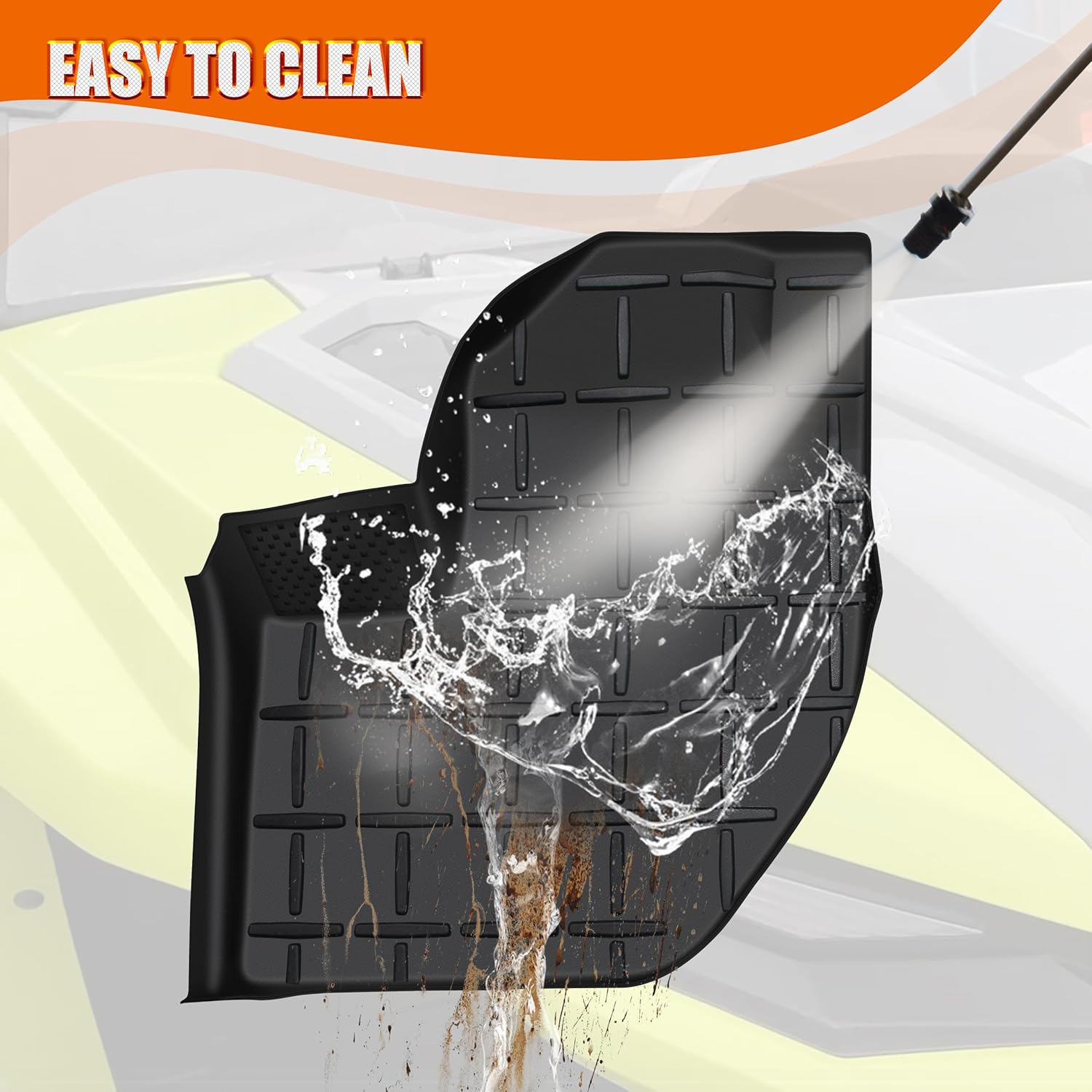 TPE Floor Mats Compatible with 2021-2025 Yamaha Wolverine RMAX2 1000/ RMAX4 1000; 2018-2020 Wolverine X2/ X4 850 Accessories Anti-Slip Row Floor Slush Liner (2PCS)