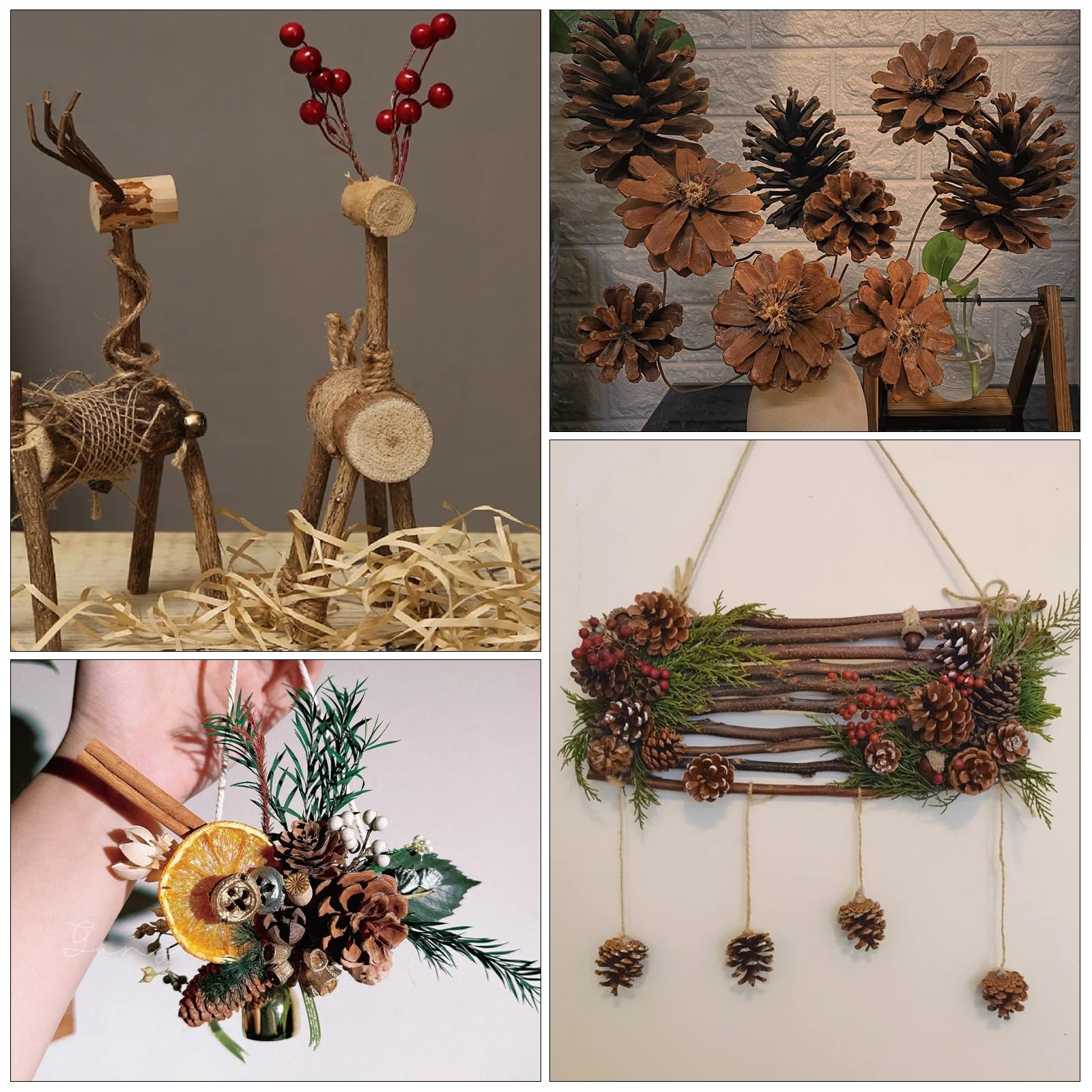 227 Pezzi Ghirlande Natalizie Decorative Natalizi Albero con Bastoncini di Cannella Bacche Pigne di Anice Stellato Fette di Arancia Secche con Corda di Canapa da 10 m Decorazioni Natalizie