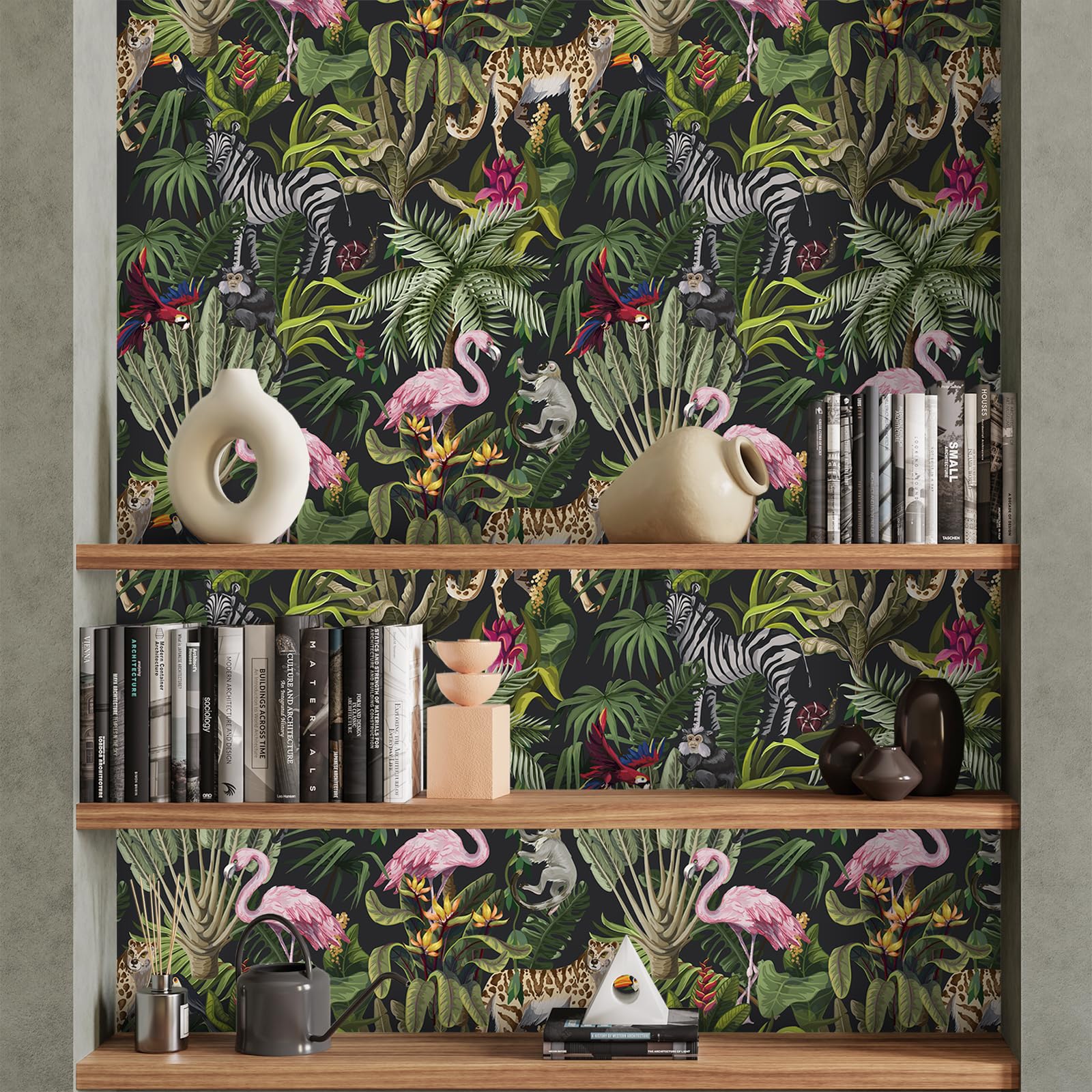 Tropical Tiger Peel And Stick Wallpaper - Removable Jungle Animal Pattern For Walls, Cabinets & Furniture