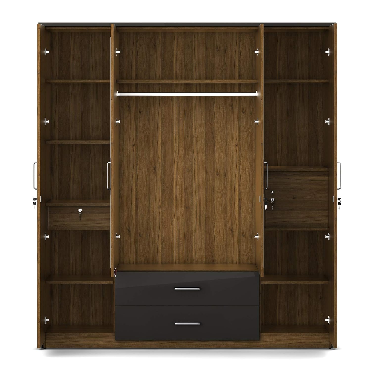 Interno view of Home Centre Quadro Four Door Wardrobe, empty
