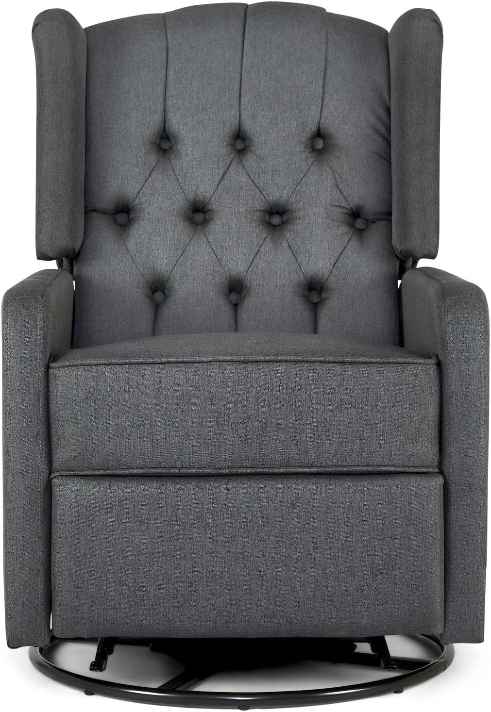 Bravich Manual Reclining Swivel Chair Grey Fabric Recliner With Metal