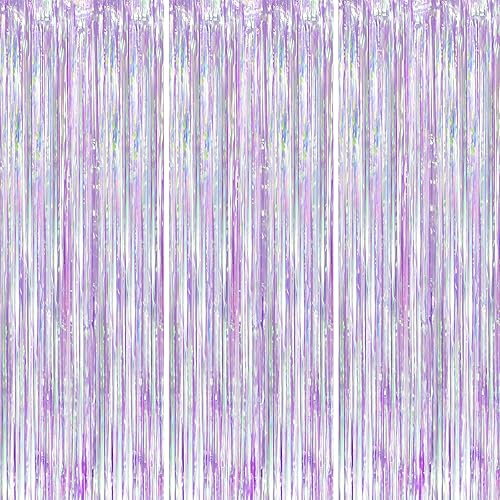 Miniatura 162 de Cortinas de fondo de flecos de papel de aluminio para fiestas, 3 piezas, 39.6 x 98.4 pulgadas, azul retro 48 Retro Azul,03 Rosa,04 Rosa