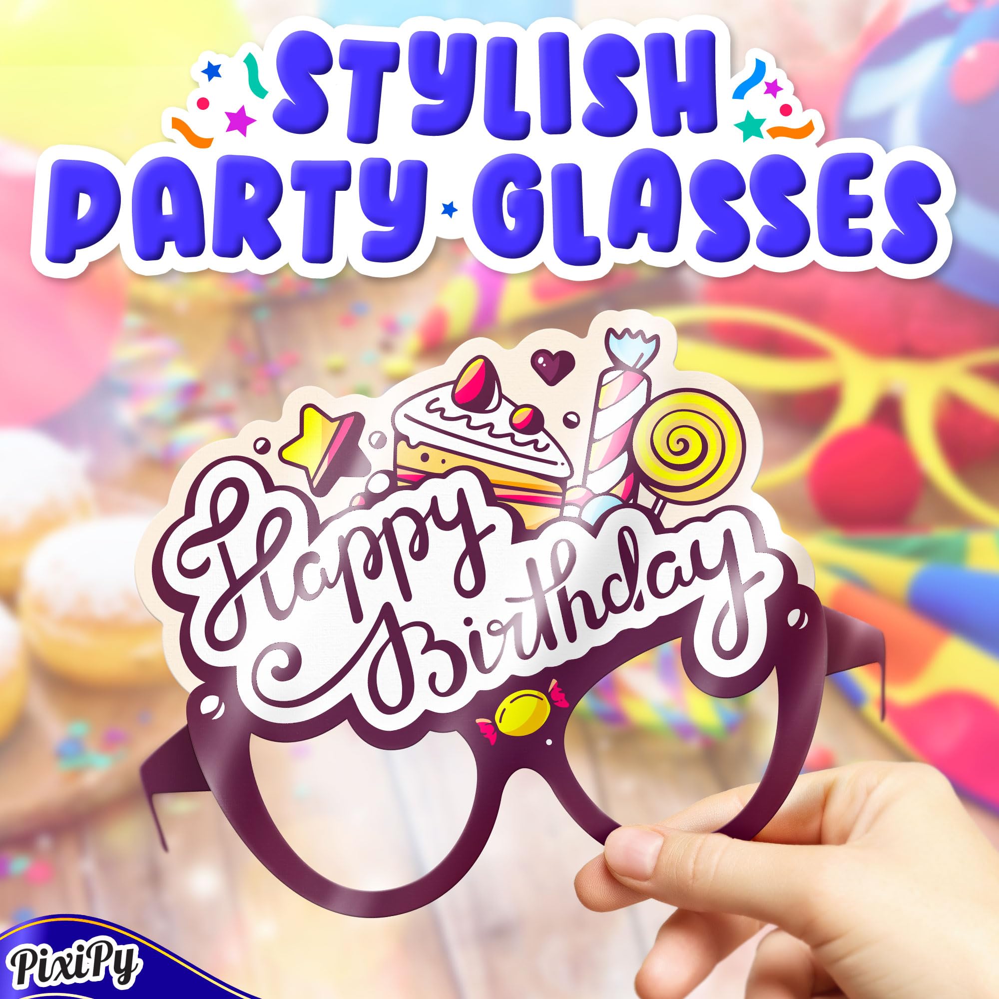 'Happy Birthday' fotobudka rekwizyty okulary - 20-pak zabawne okulary na przyjęcie urodzinowe do zdjęć