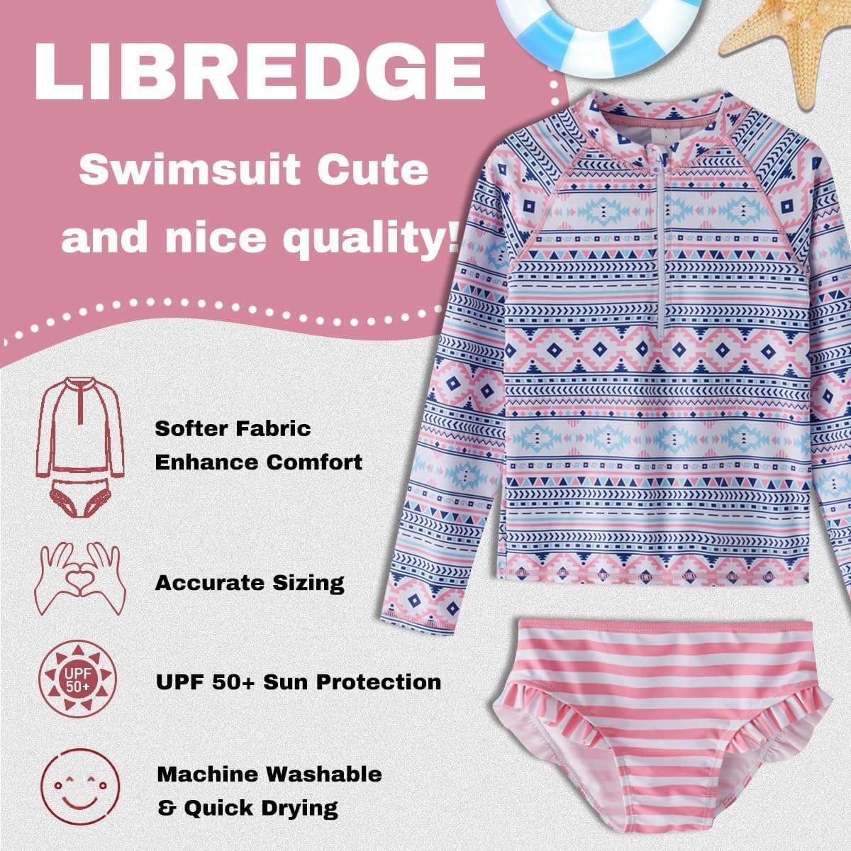 Toddler Girls Swimsuit Rash Guard Sets 2-Piece Bathing Suits UPF 50+ Summer Kids Swimwear 2-7T - Image 6