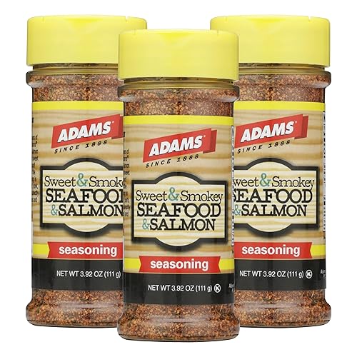 Adam's Seasonings - Recipiente de 3.5 a 6 onzas (paquete de 3) elige el sabor a continuación (mariscos dulces y ahumados y salmón, 3.92 onzas)