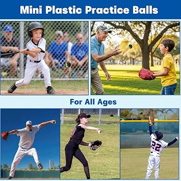 Coopay 20/40/80 Pack Mini Plastic Practice Baseballs, 1.65inch Small Soft Training Balls with Drawstring Bag for Baseball Hitting, Pitching & Batting Training, Indoor & Outdoor