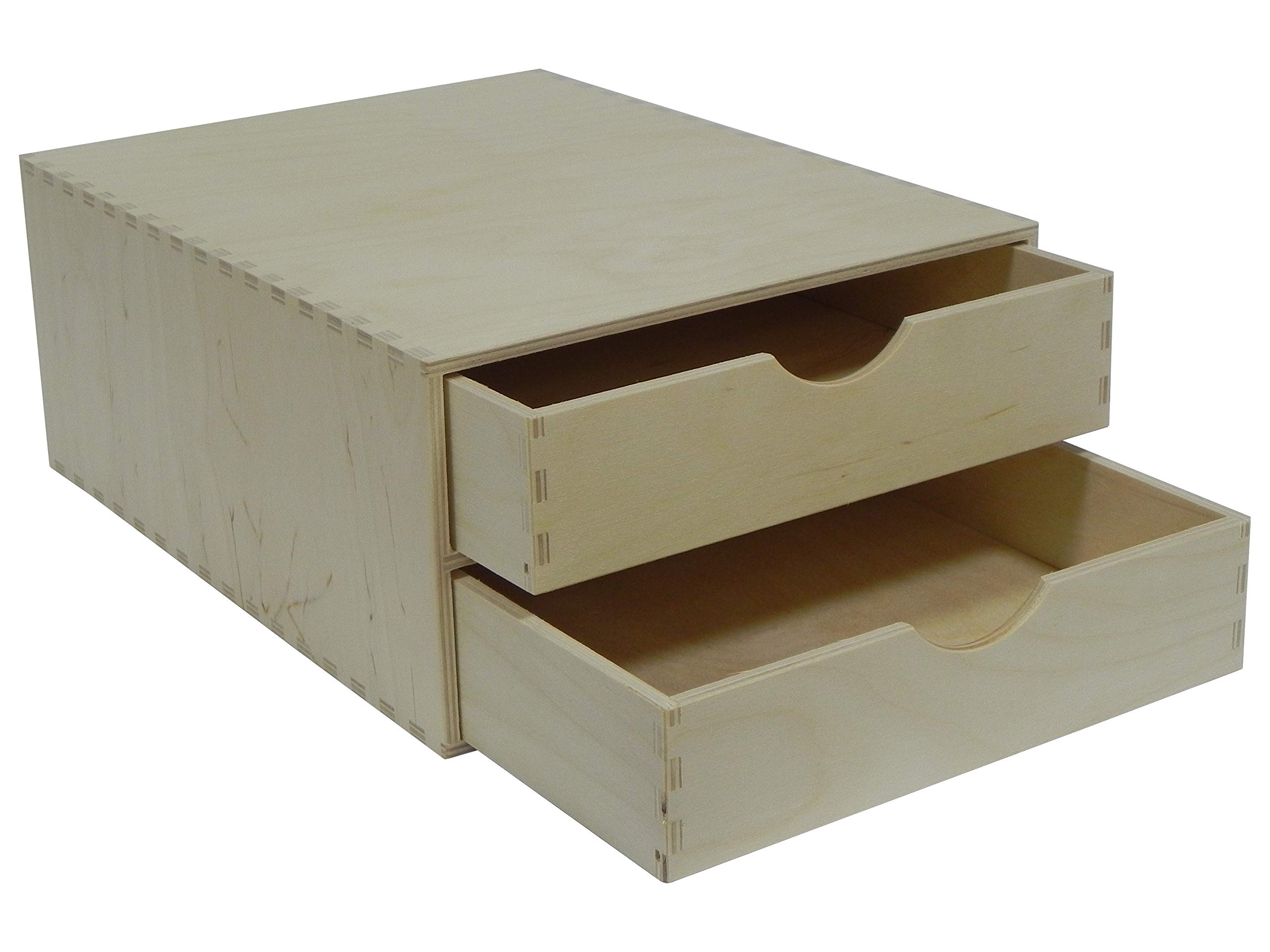 A4 Doble cajón de madera – Caja, Escritorio, Oficina, Almacenamiento, Decoupage, Sin pintar