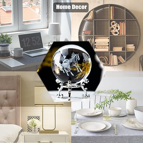 Miniatura 6 de HDCRYSTALGIFTS Bola de cristal grabada con láser en 3D de 2.362 in, pisapapeles de cristal, figura decorativa de esfera completa, regalo para