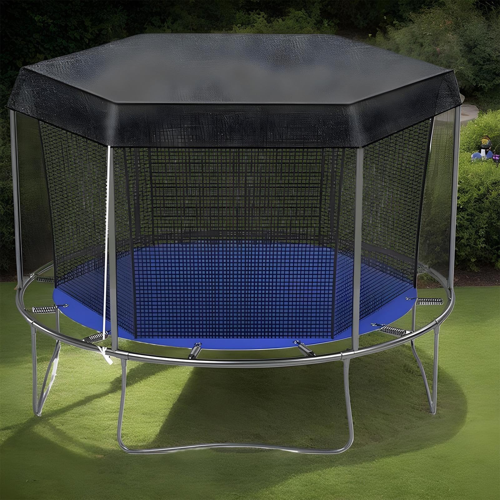 Zewnętrzna osłona na trampolinę – ochrona przed promieniowaniem UV akcesoria zabezpieczające przed rozdarciem przenośna i składana konstrukcja zapewniająca maksymalną ochronę przed słońcem