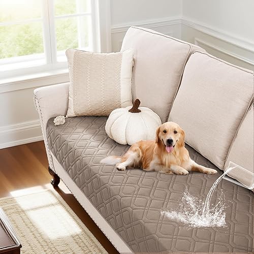 Miniatura 11 de PrinceDeco Manta impermeable de 5 capas para perro, protector antideslizante de muebles para sofá (32 x 82 pulgadas, roble francés) Roble