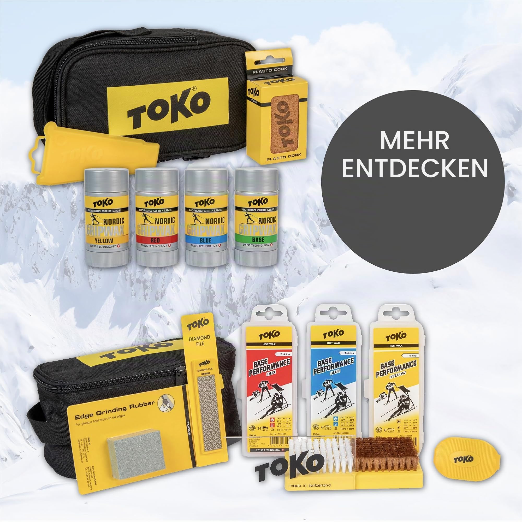 TOKO All-in-One Wipe and Brush Kit, Skiwachs Set ohne Bügeleisen, 250 ml