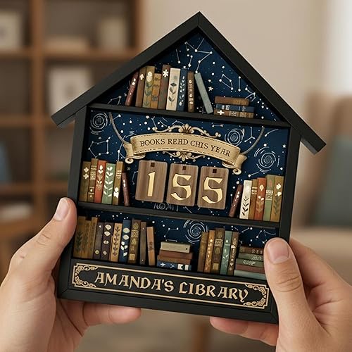 Miniatura 3 de Rastreador de Lectura de Libros Personalizado, Contador de Libros Leídos Este Año, Decoración de Biblioteca, Letrero de Seguimiento de Libros para