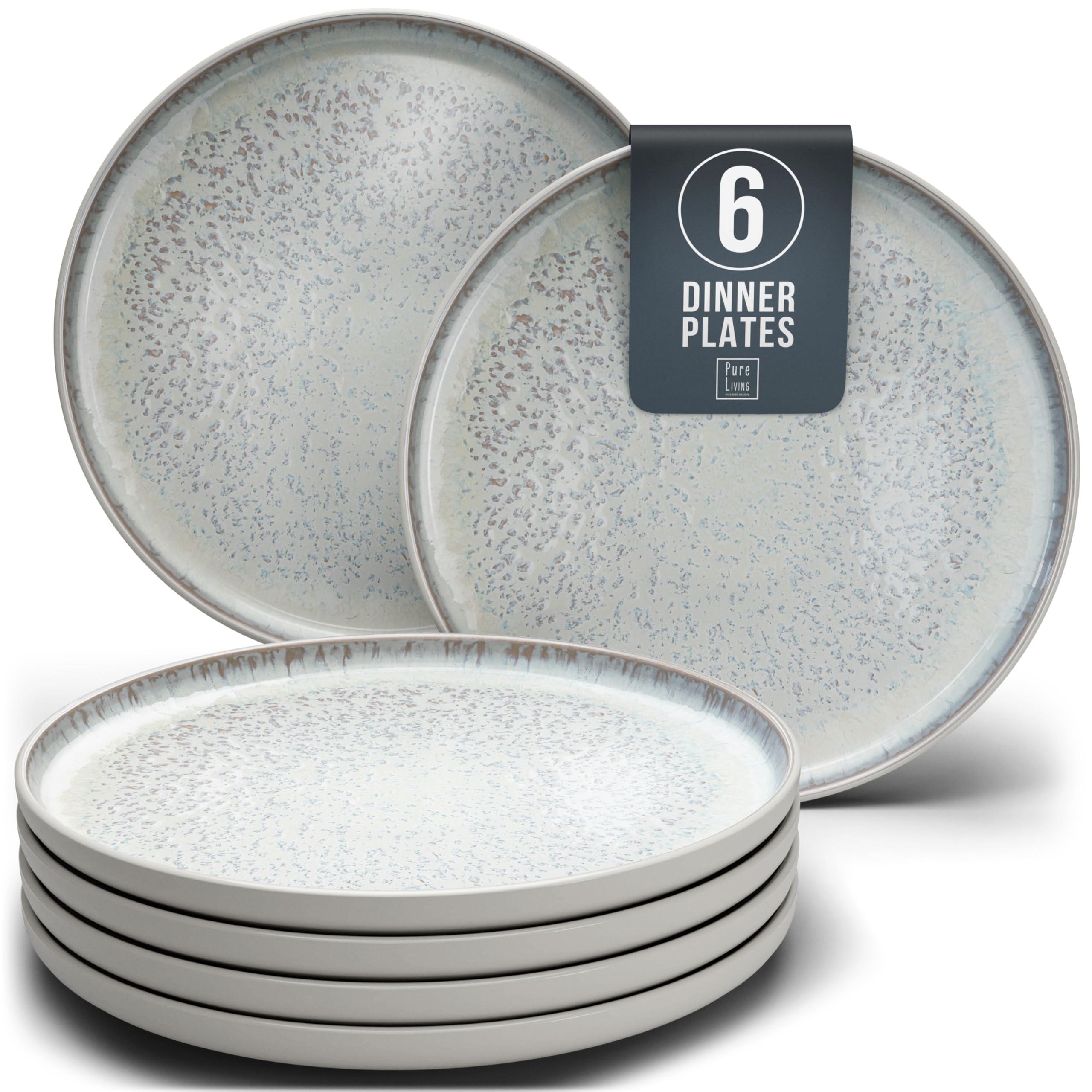 Ibiza Stoneware Dinnerware Set for 6 - Elegant Dishware - Dishwasher & Microwave Safe - Complete Dining Ensemble - Plates for Dining Service - Pure Living in Light Beige