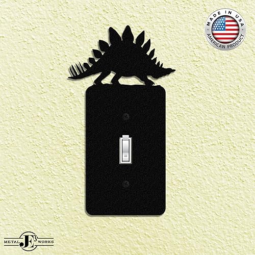Miniatura 3 de Stegosaurus - Placa de pared para interruptor de luz de dinosaurio (palanca simple, negro)