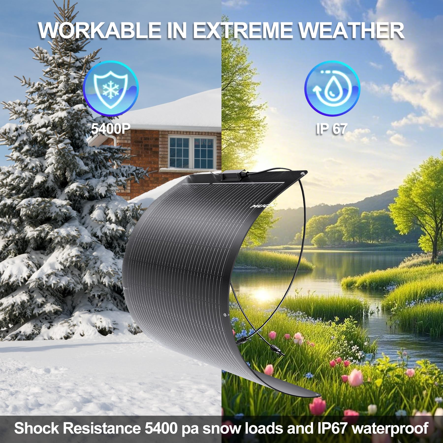 Panneau solaire semi-flexible 100 W 12 V monocristallin ultra flexible mono chargeur hors réseau pour bateau, camping-car, cabine, van, voiture, bateau, surfaces courbes