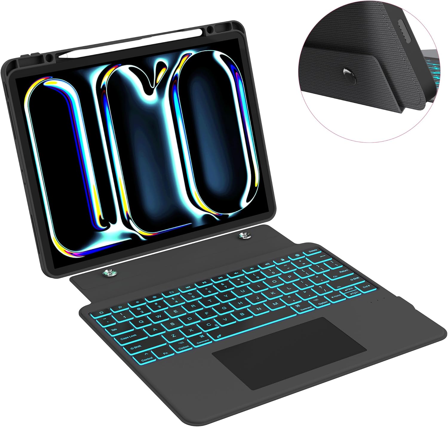 for iPad Pro 13-inch (M4) 2024 Case with Detachable Keyboard : 7 Color Backlit, Smart Touchpad, Vertical Stand, Auto Sleep/Wake up, Folio Tablet Keyboard Case with Pen Holder for 13" iPad Pro M4 2024