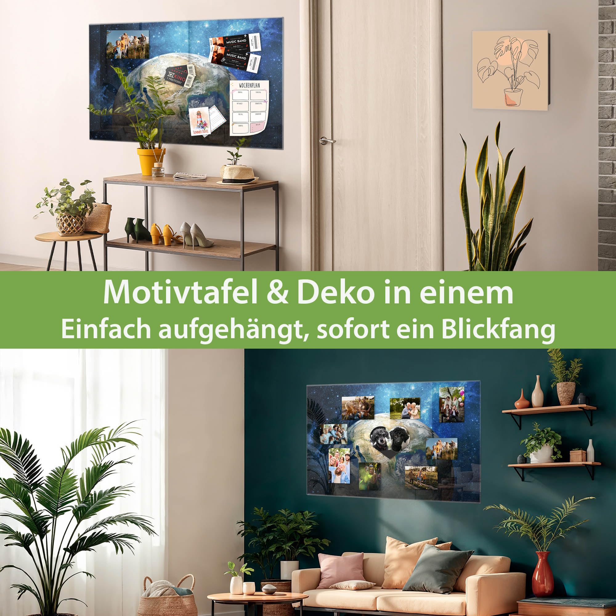 banjado Glas-Magnettafel in 75x50cm, beschreibbar und magnetisch