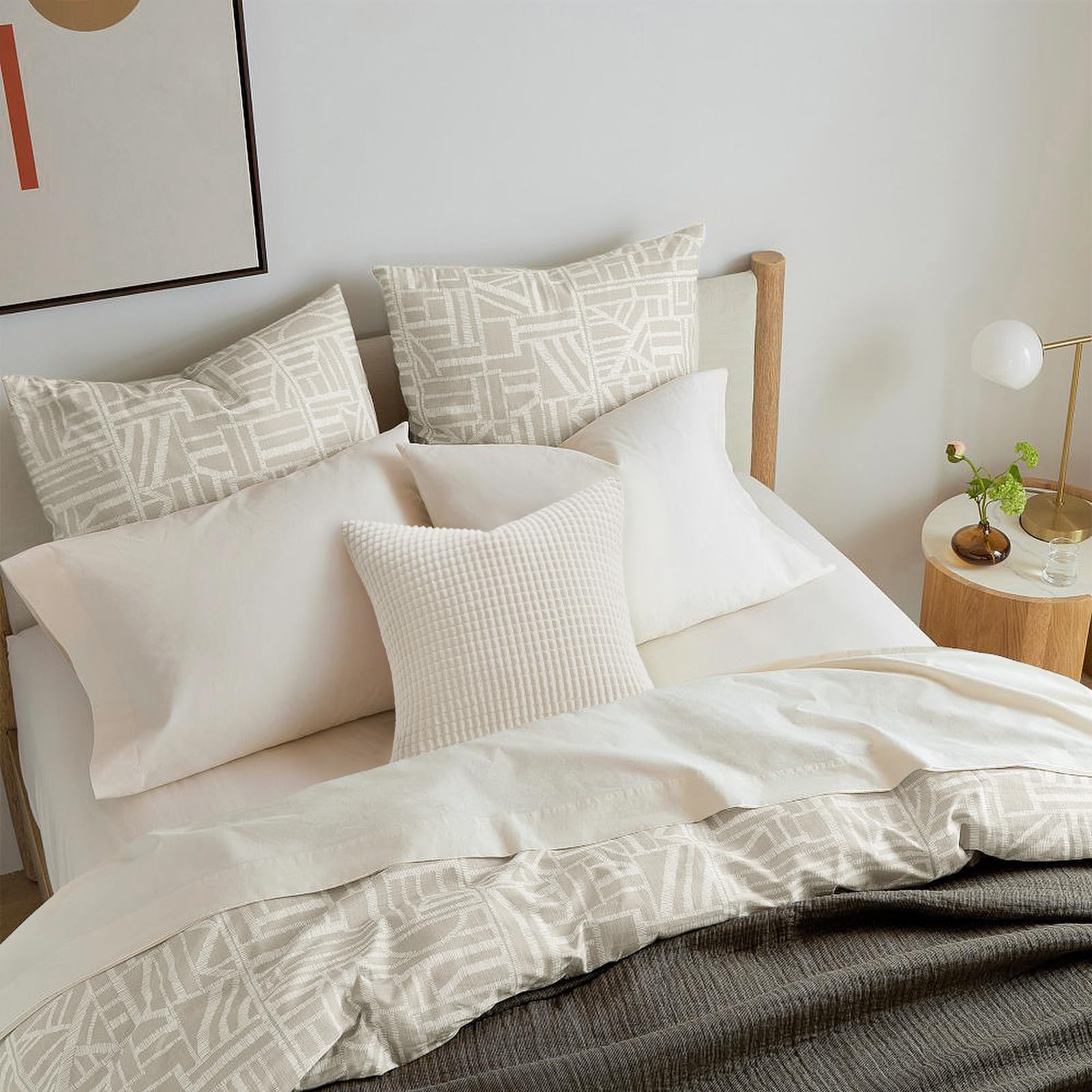 decorUhome Set di 2 federe decorative natalizie, in morbida lana sintetica, per la casa, 45 x 45 cm, beige crema