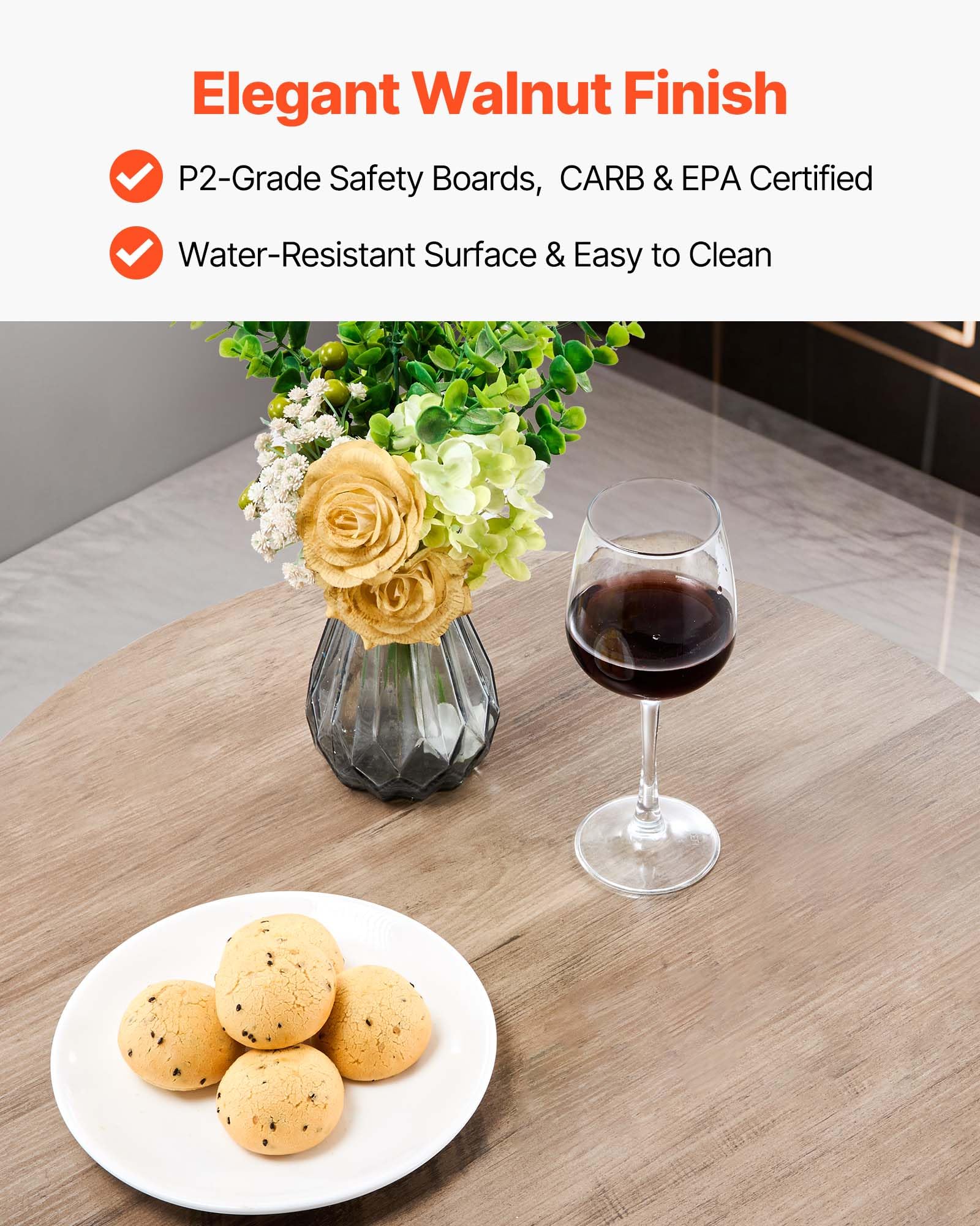 VEVOR Mesa de Bar Redonda con 2 Taburetes 60 x 60 x 91,5 cm, Juego de Mesa Alta para Comedor, Metálica Fuerte Duradera, Estilo Industrial Moderno, para Cocina Salón Bar Estrecho Barra Alta Desayuno