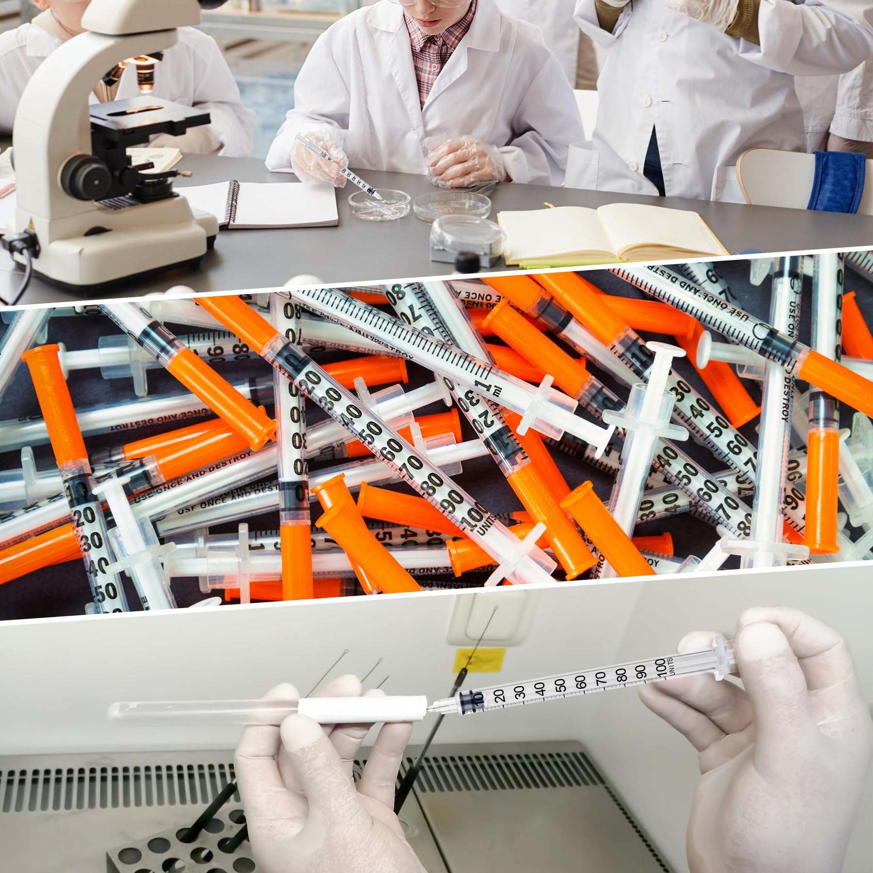 1ml/cc 31G 1/4" (6mm) Syringe, U-100 Scientific Lab Syringes, 50 Pack — Amazon image 6
