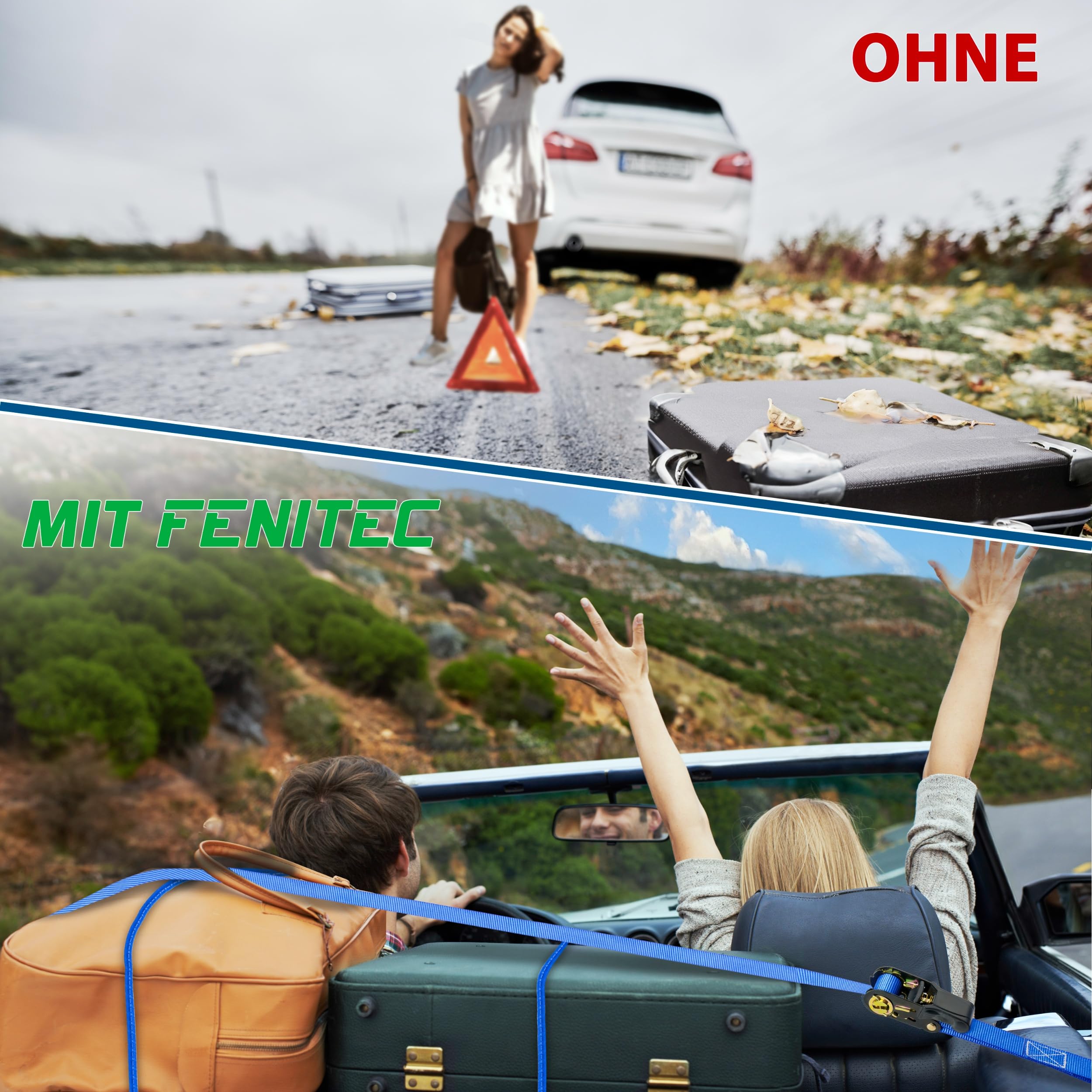4X Spanngurte mit Ratsche und Haken 5m 25mm – 1000kg Bruchlast – TÜV/GS EN 12195-2 geprüfte Zurrgurte – Doppelnaht – Ratschengurte Set zur Ladungssicherung bei jedem Wetter (Blau, 1000 kg)
