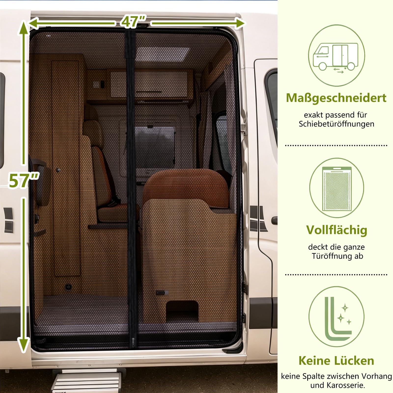 Moustiquaire Magnétique Porte Coulissante pour Ford Transit Custom | XCBYT, Anti-Insectes Voiture, Facile à Installer, épouse Parfaitement, Matériel de Camping