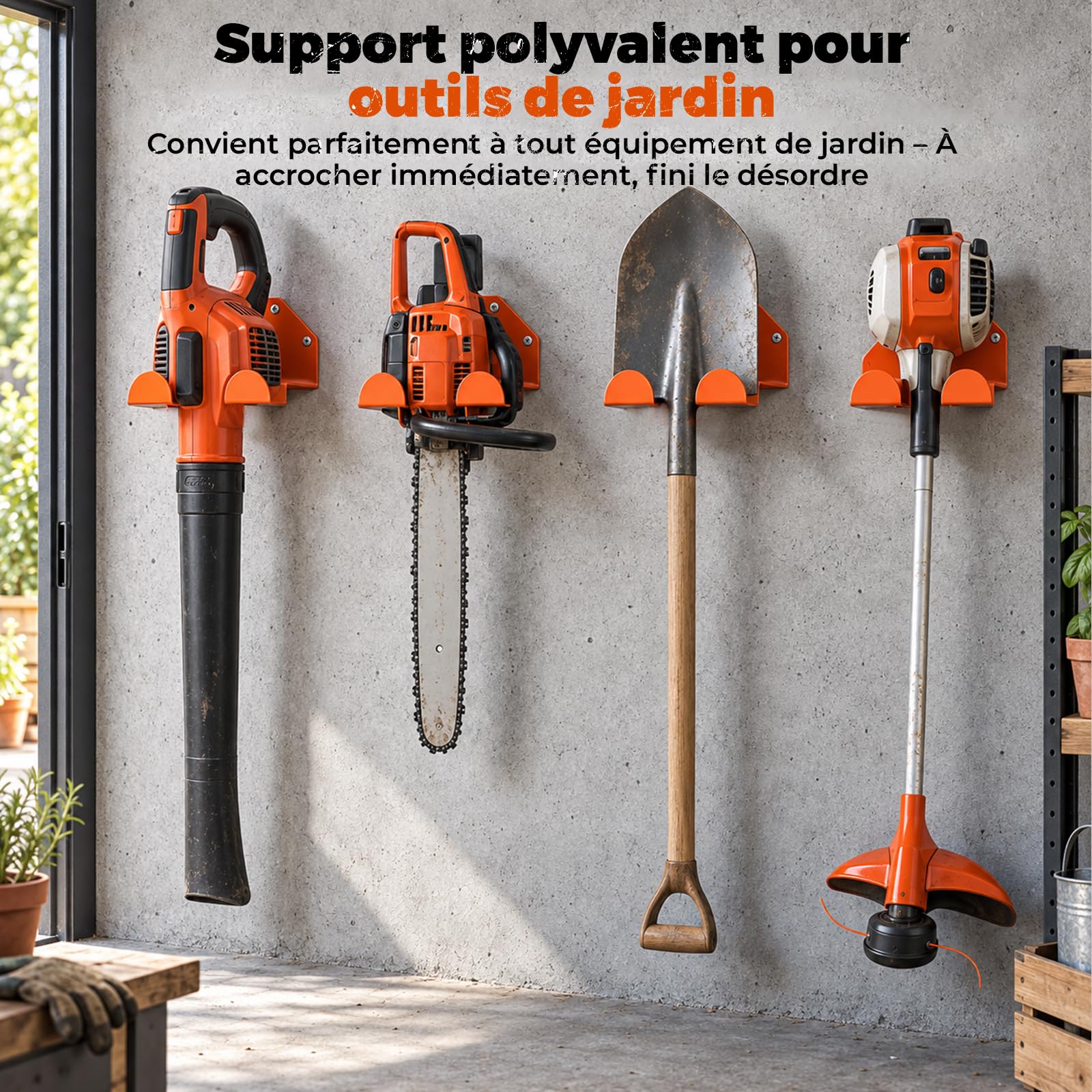4 Pièces Support pour Débroussailleuse en Acier avec Vis de Montage