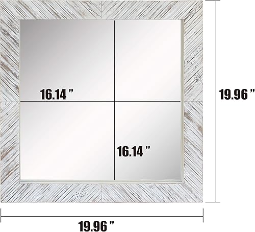 Miniatura 10 de Stonebriar Espejo de pared cuadrado negro con textura de cheurón negro de 20 x 20 pulgadas con soportes de montaje adjuntos, decoración decorativa