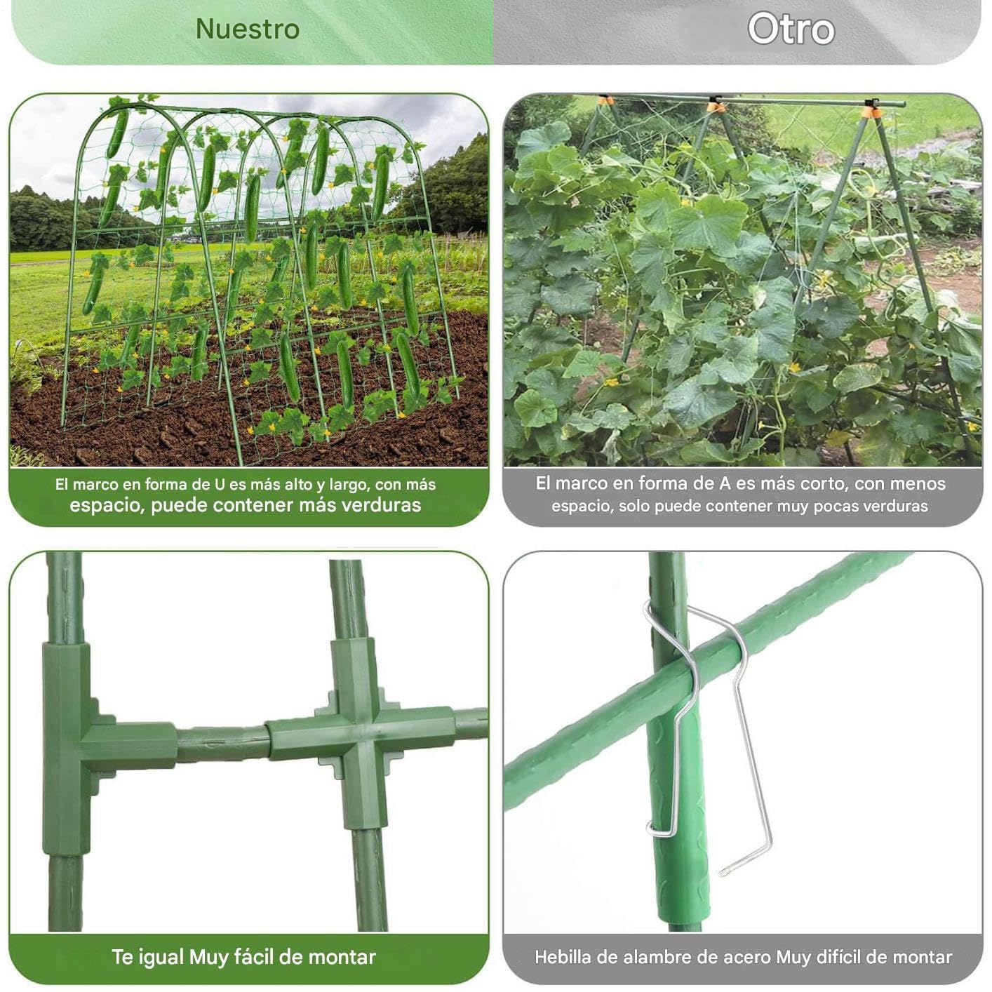Treillis à Concombres de Jardin Cadre Arche en U de Grimpantes