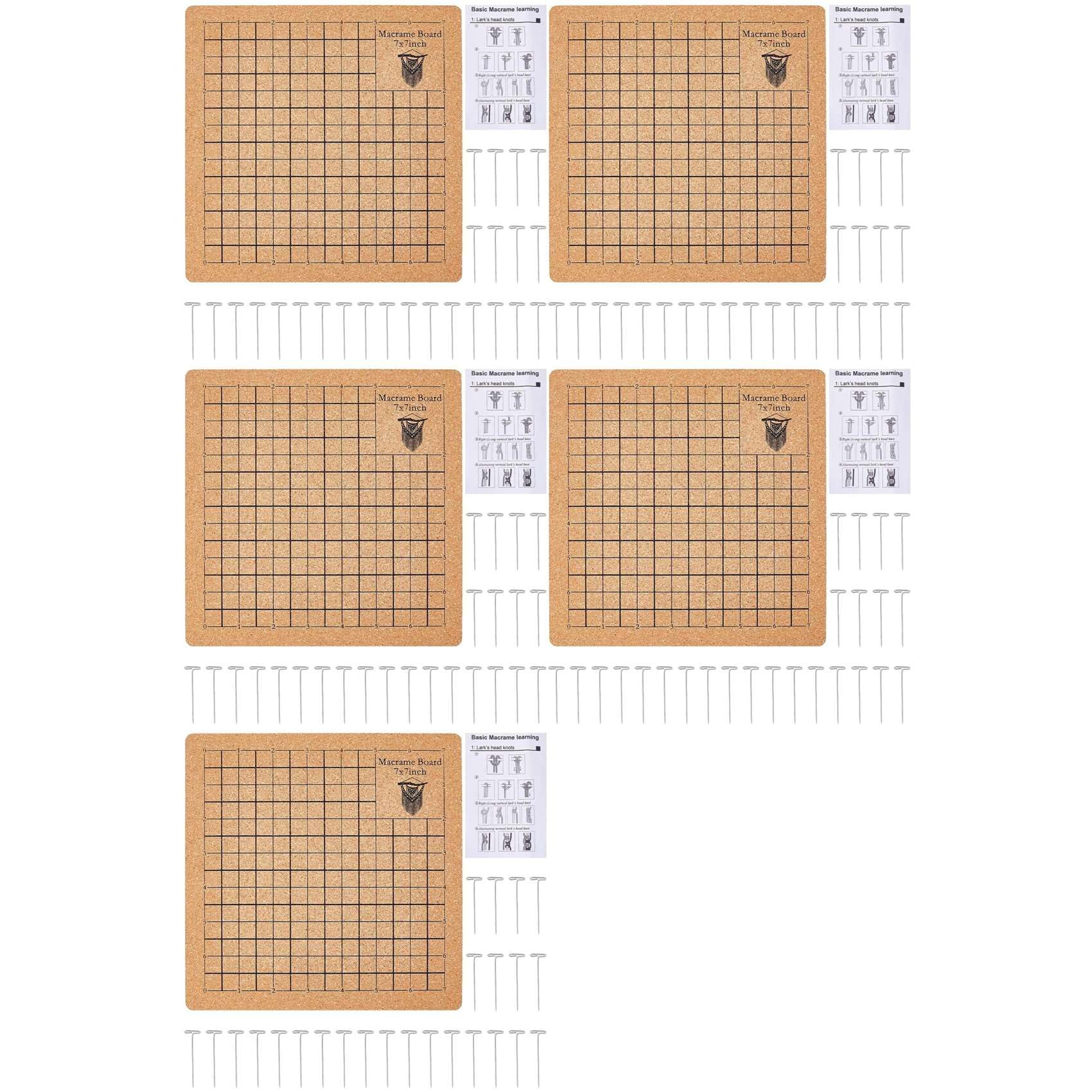 Hndhbfgrt 5 Set 7 X 7 Inch Macrame Cork Braiding Board and Pins Kit for Jewelry Making Measuring Threading Beginners DIY Art