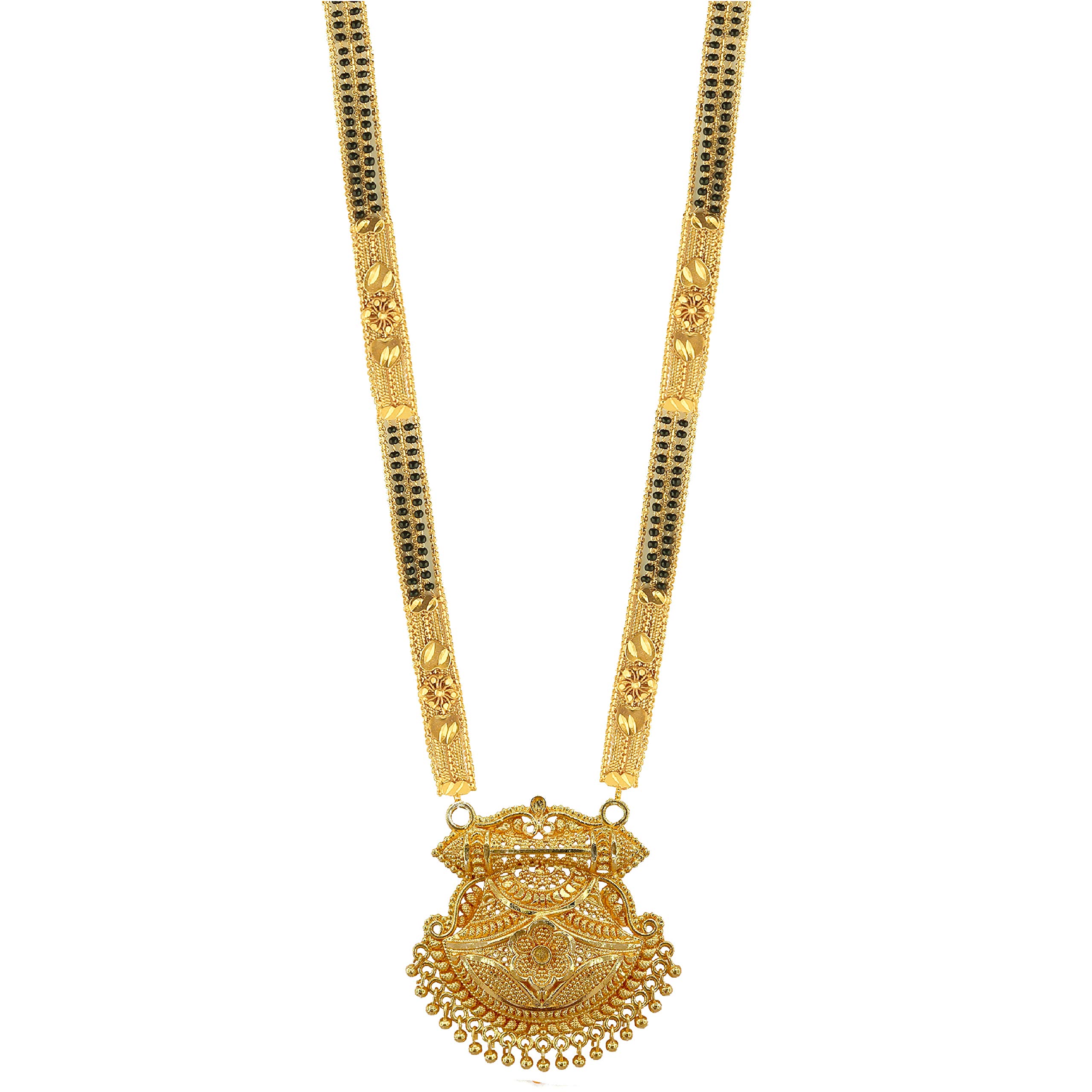 Brado Jewellery Traditional Neckalce Pendant Gold Plated Glorious Hand Meena 30 Inch Long Mangalsutra/Tanmaniya/Nallapusalu/Black Beads Gold Long Chain Mangalsutr for Women (B0925NHY27) Amazon Price History, Amazon Price Tracker