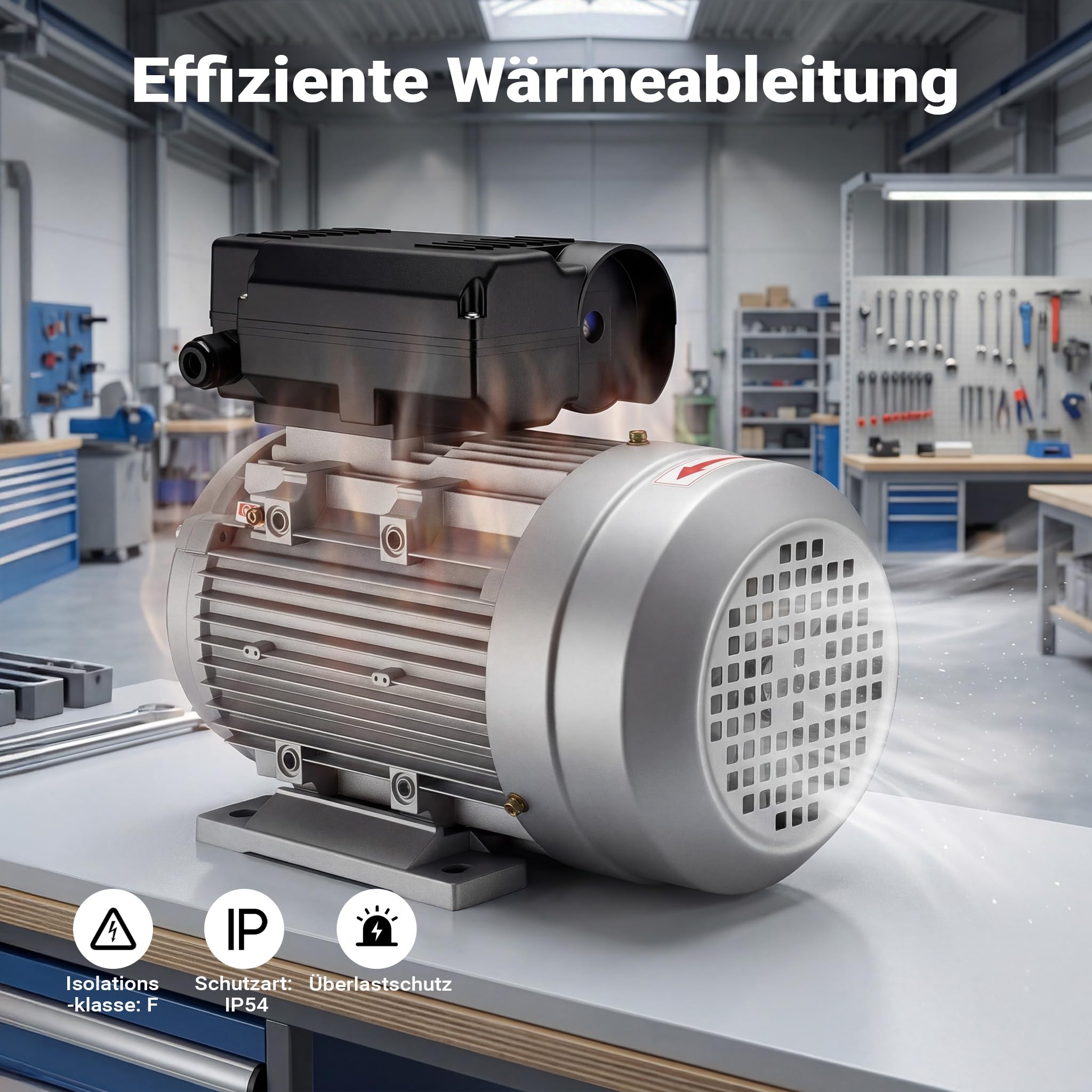 Wiltec Elektromotor 230 V 2,2 kW (3 PS) 1-phasig 2-polig E-Motor mit Anlaufkondensator 2850 U/min und Aluminiumwicklung