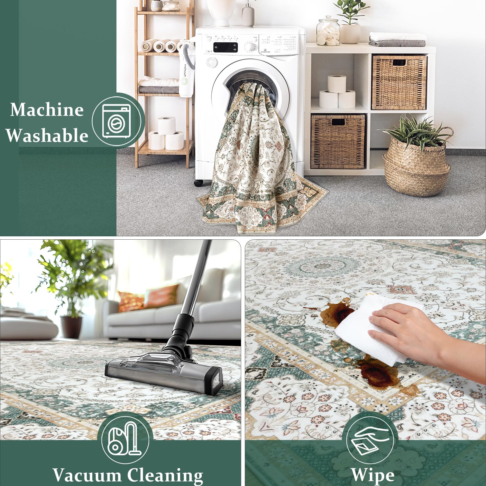 SONGLET 60X180cm Area Rug, Washable Living Room Rug Indoor Non-Slip,Rugs for Bedroom Kitchen Entryway Office Carpet - Image 4